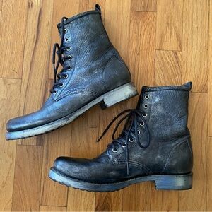 Frye Metallic Leather Combat Boots